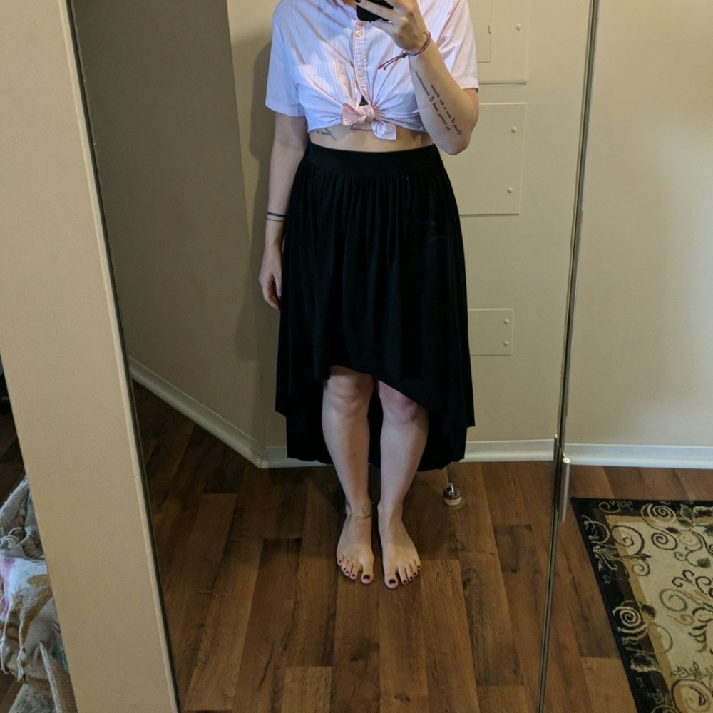 Black Hi-Low Maxi Skirt